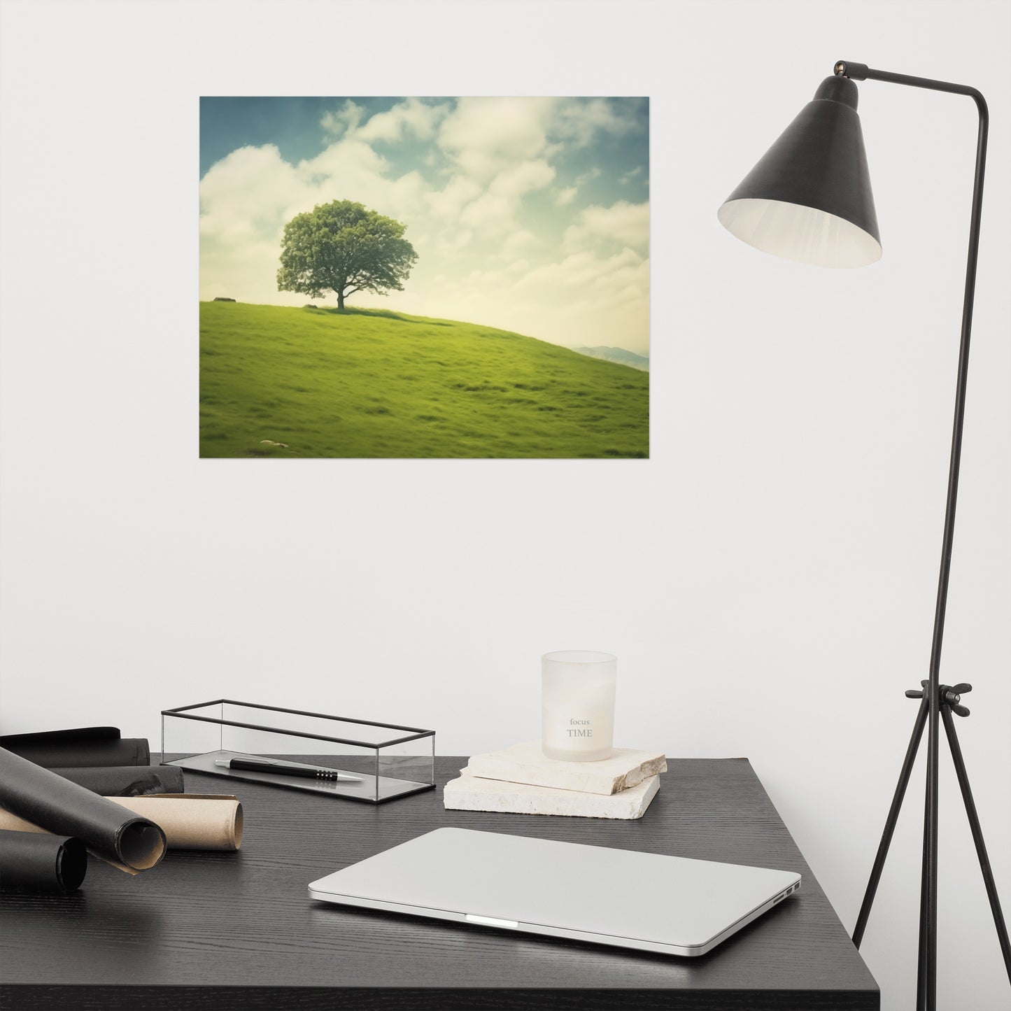 Tranquil Solitude Minimal Botanical Retro Subdued Photorealism - Digital Artwork Loose Art Print