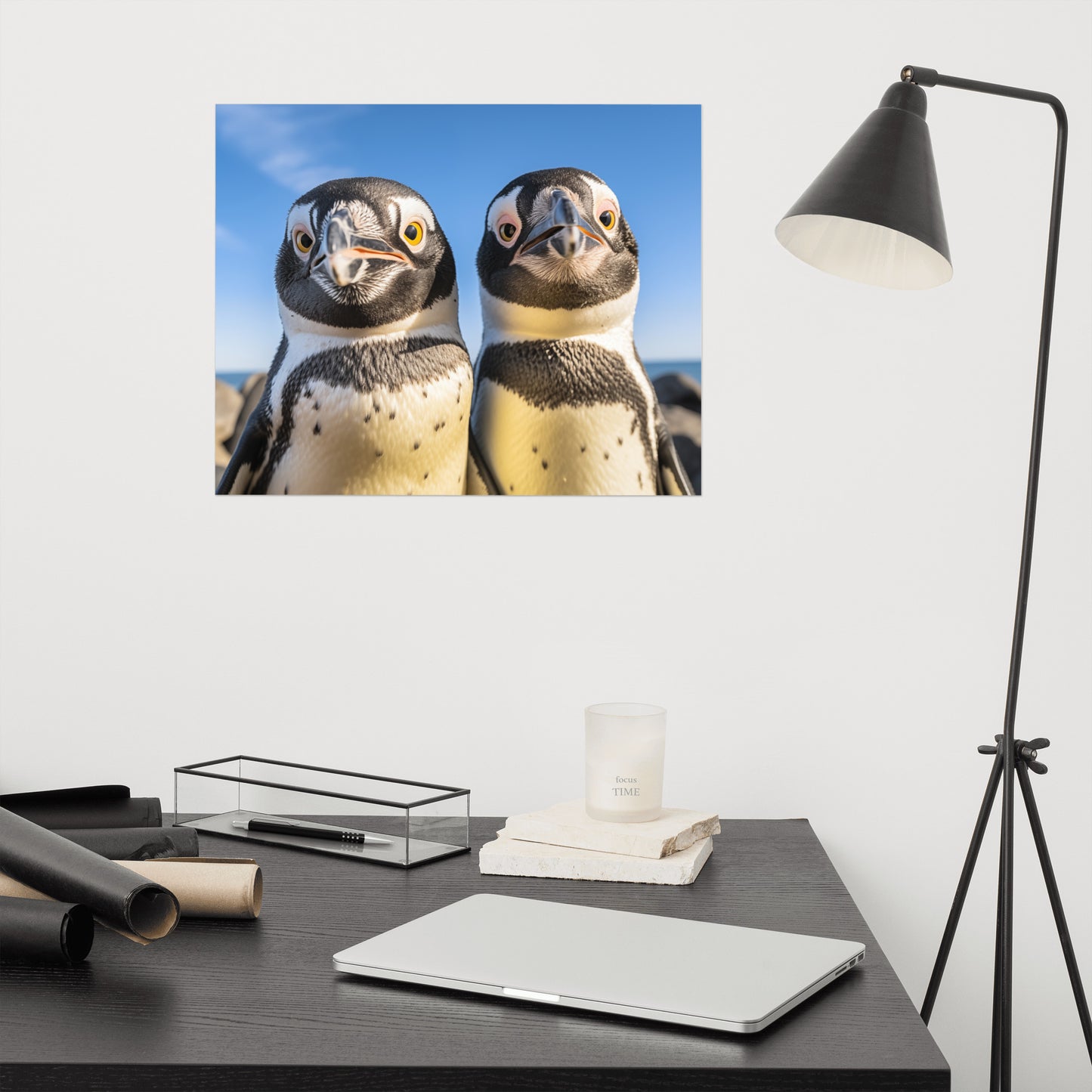 Twin Beaks Penguins Photorealism - Digital Artwork Loose Art Print