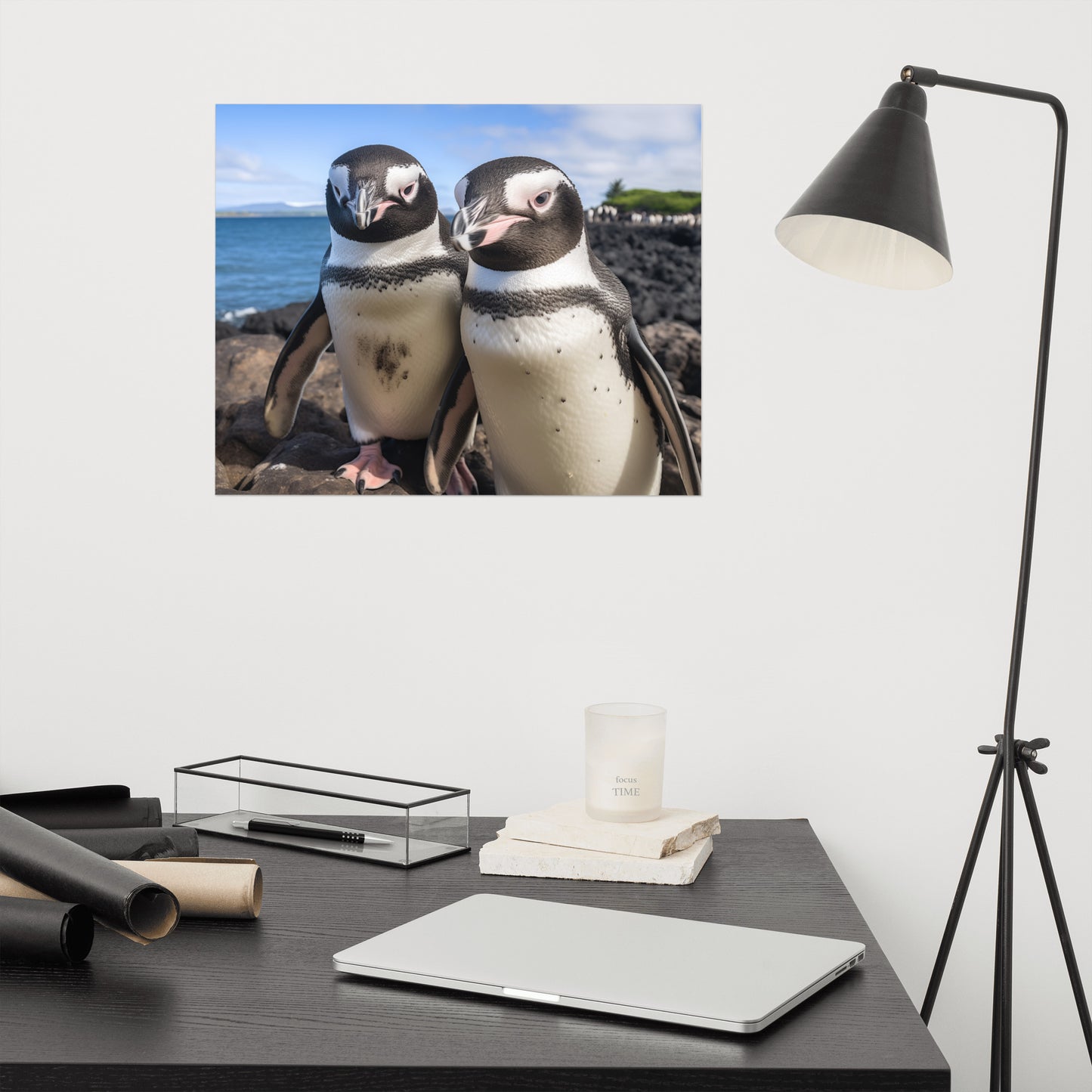 Two of a Feather Penguins Photorealism - Digital Artwork Loose Art Print