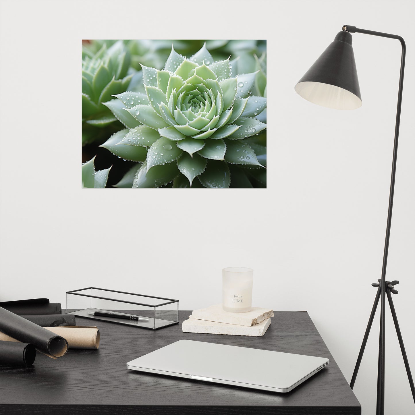 Verdant Embrace Succulent Photorealism - Digital Artwork Loose Art Print