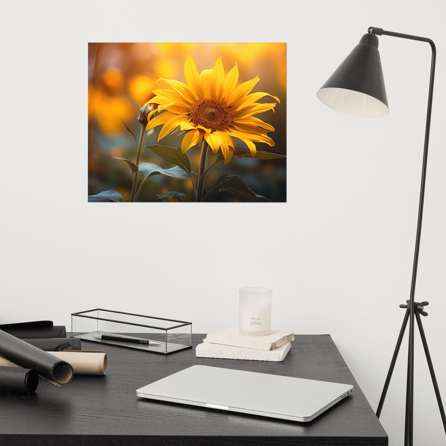 Where the Sunflowers Meet the Sun Photorealism - Digital Artwork Loose Art Print