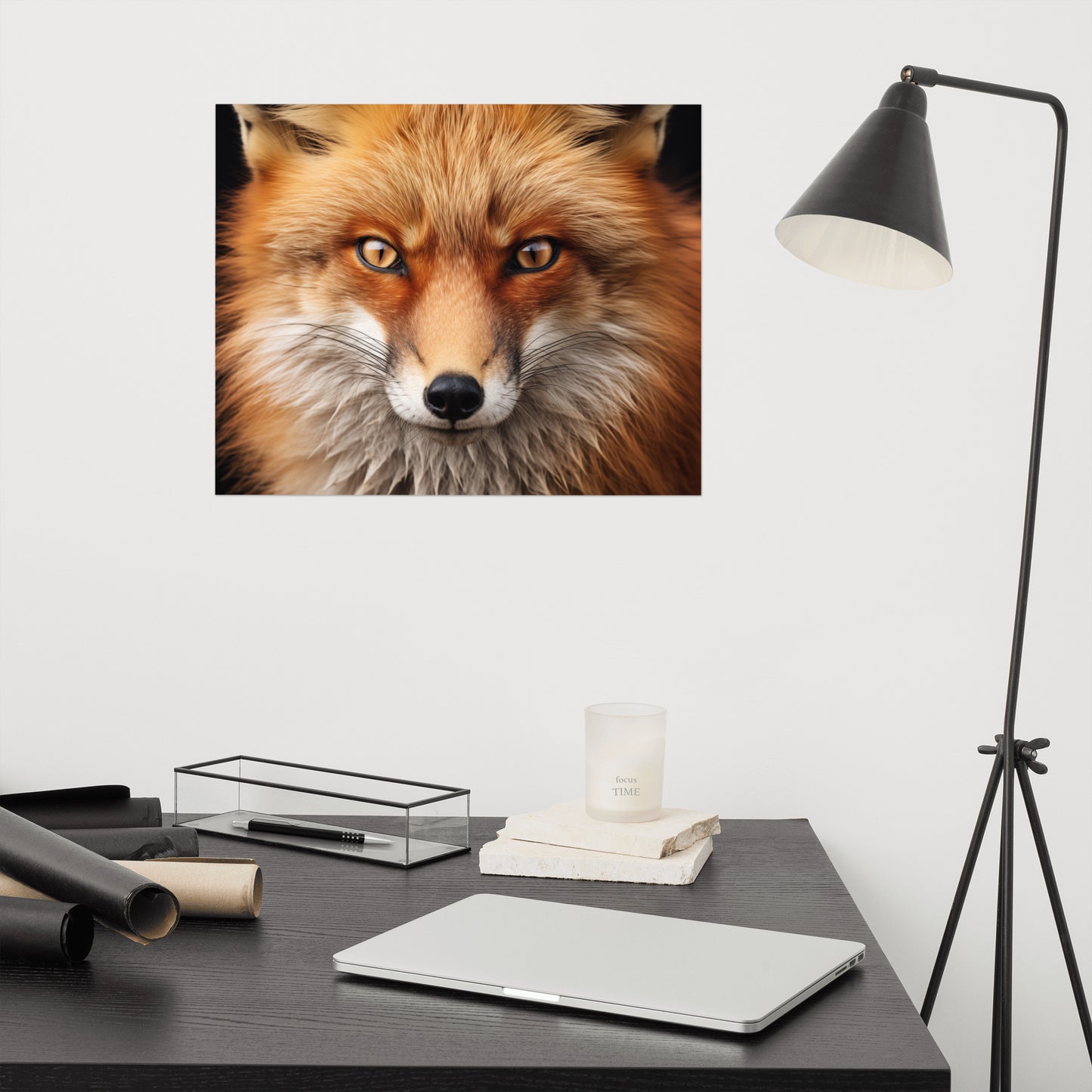 Wildfire Eyes Red Fox Portrait Photorealism - Digital Artwork Loose Art Print