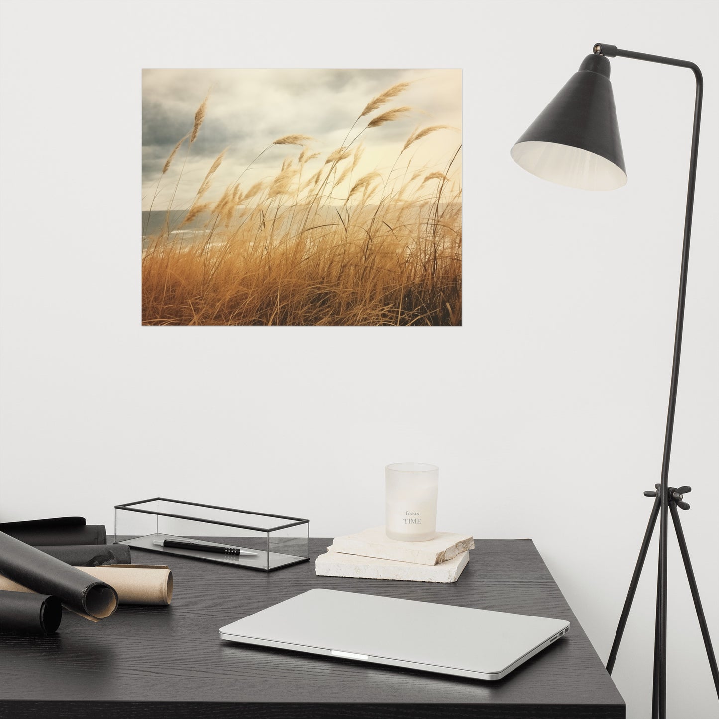 Windswept Memories Sea Grass Subdued Retro Coastal Photorealism - Digital Artwork Loose Art Print