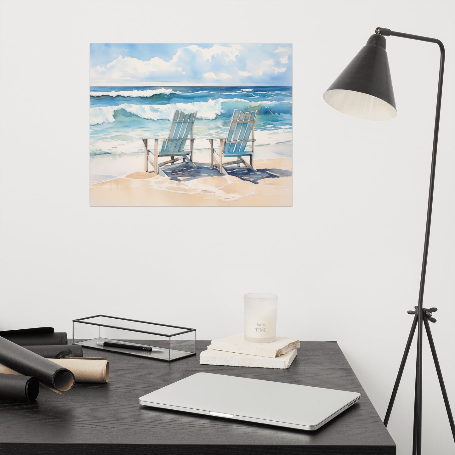 Beach Day Bliss Watercolor Painting - Digital Artwork Loose Print