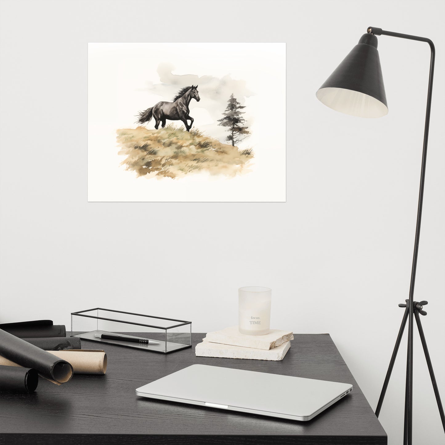 Running Free Rustic Wildlife Watercolor Painting - Digital Artwork Loose Art Print