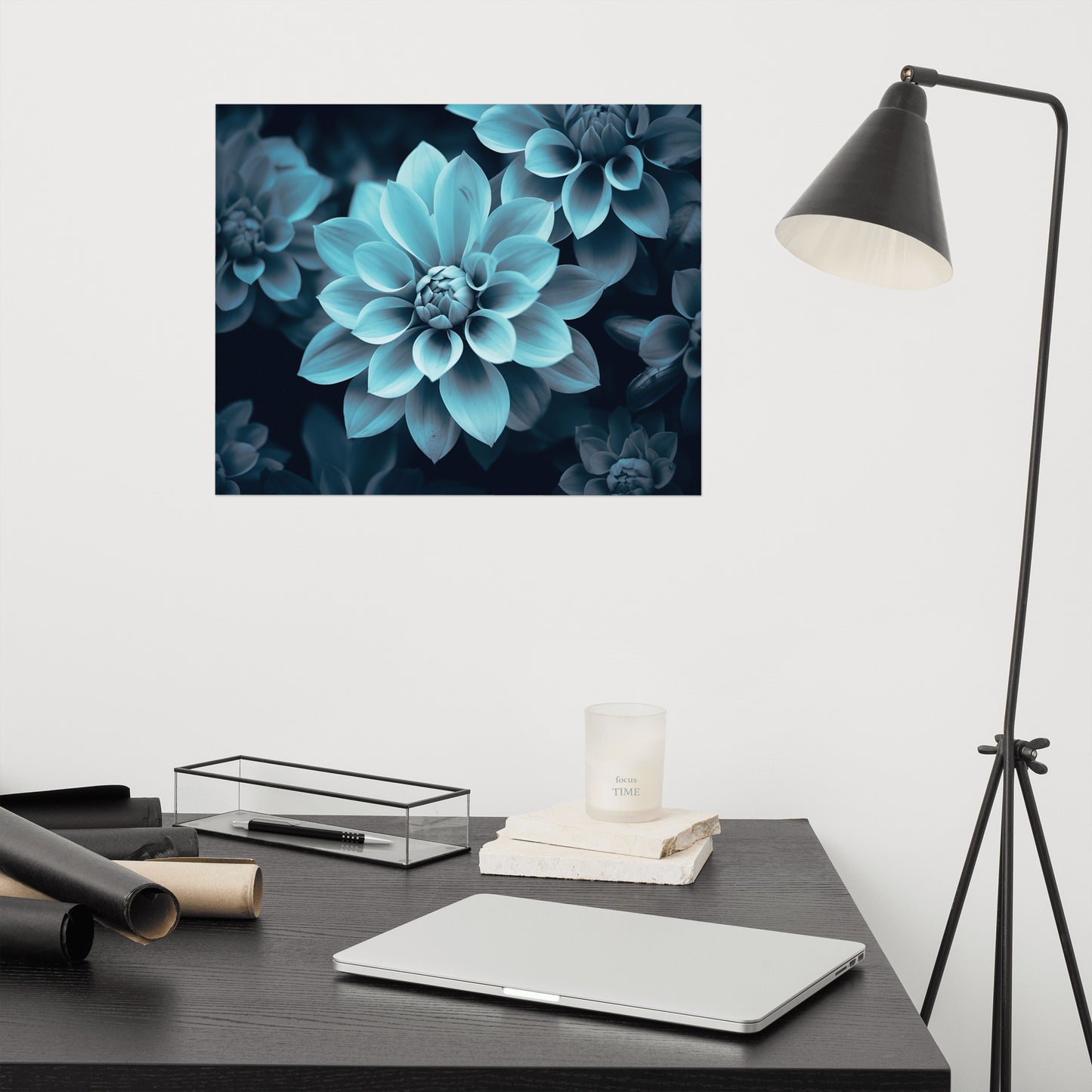 Teal Art: Cerulean Cluster Realism Painting Digital Artwork Loose Art Print