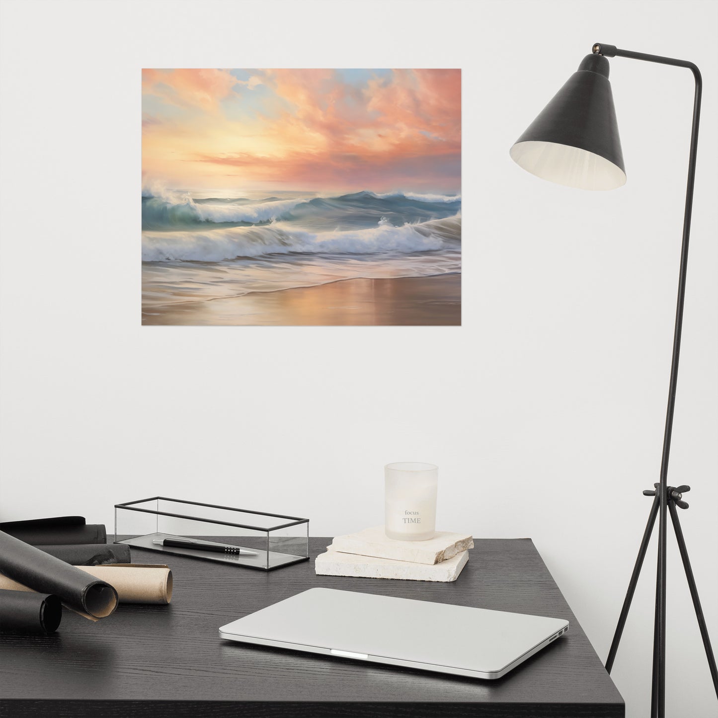 Colorful Coastal Wall Art: Crest of Dawn Coastal Painting Digital Artwork Loose Art