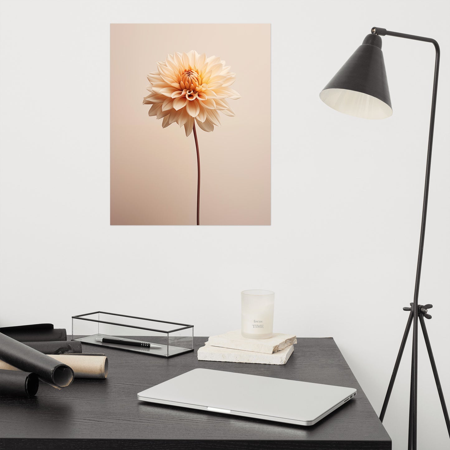 Modern Floral Art Paintings: Delicate Dahlia Realism Painting Digital Artwork Loose Art Print