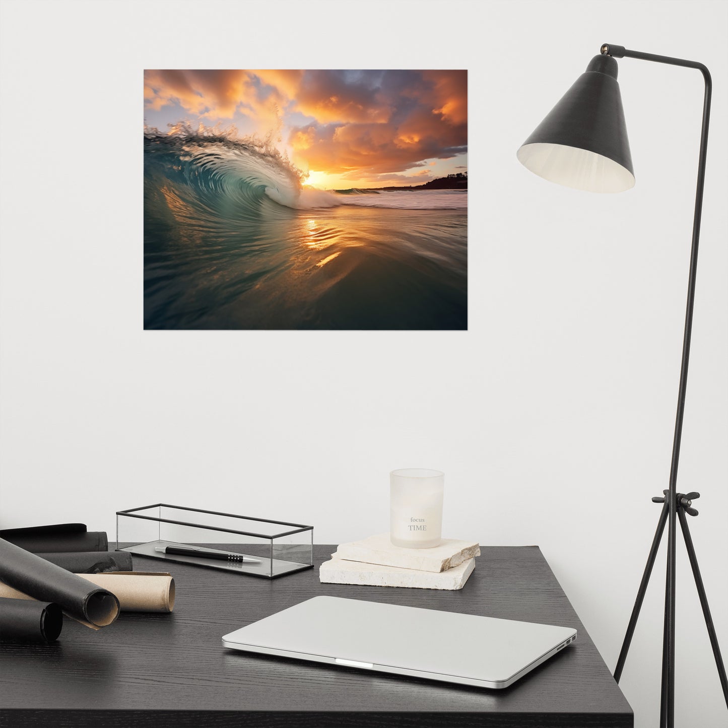 Sunset Beach Wall Art: Ephemeral Whispers Realism Painting Digital Artwork Loose Art Print