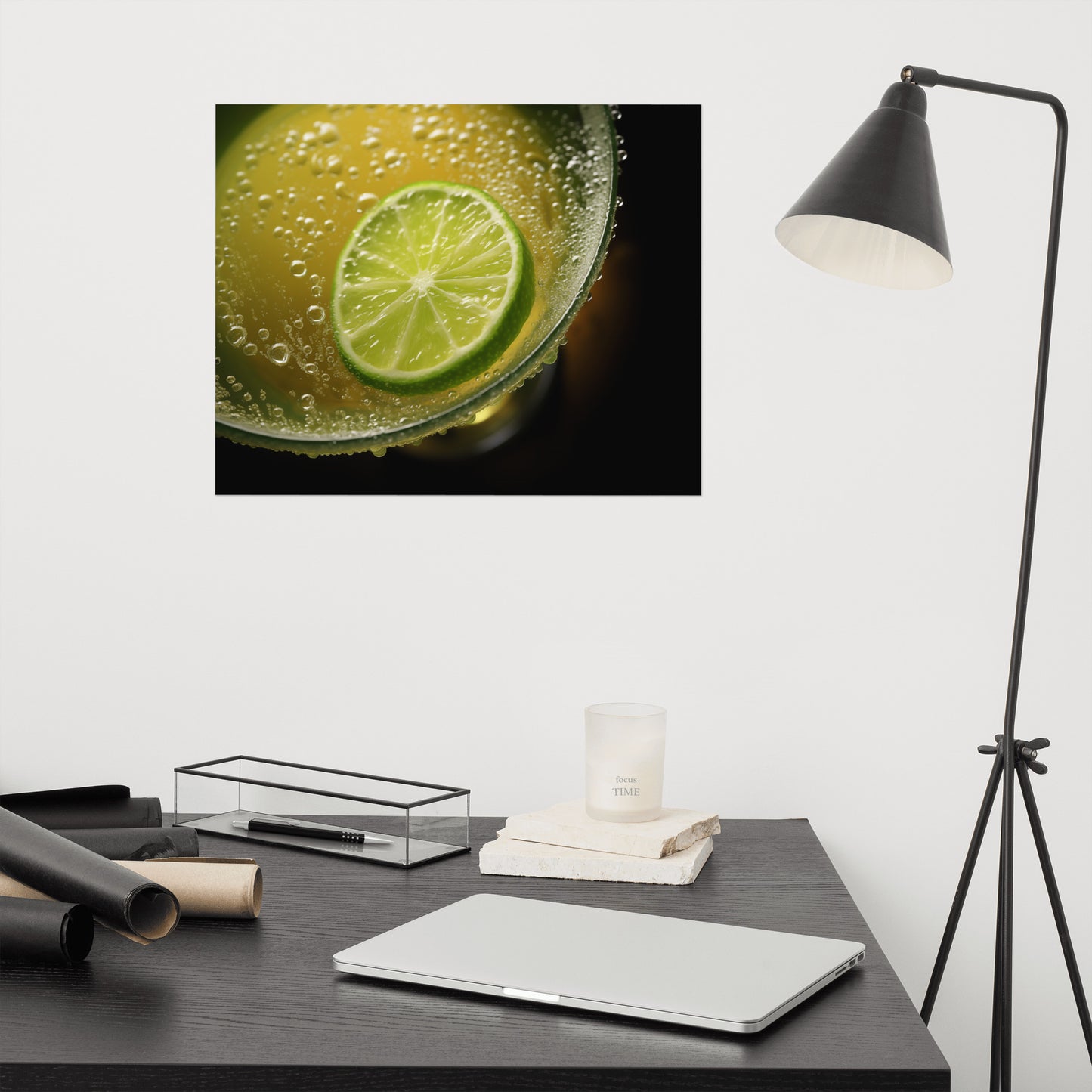 Food and Beverages Art Lime in Drink Photorealistic Digital Artwork Loose Art Print