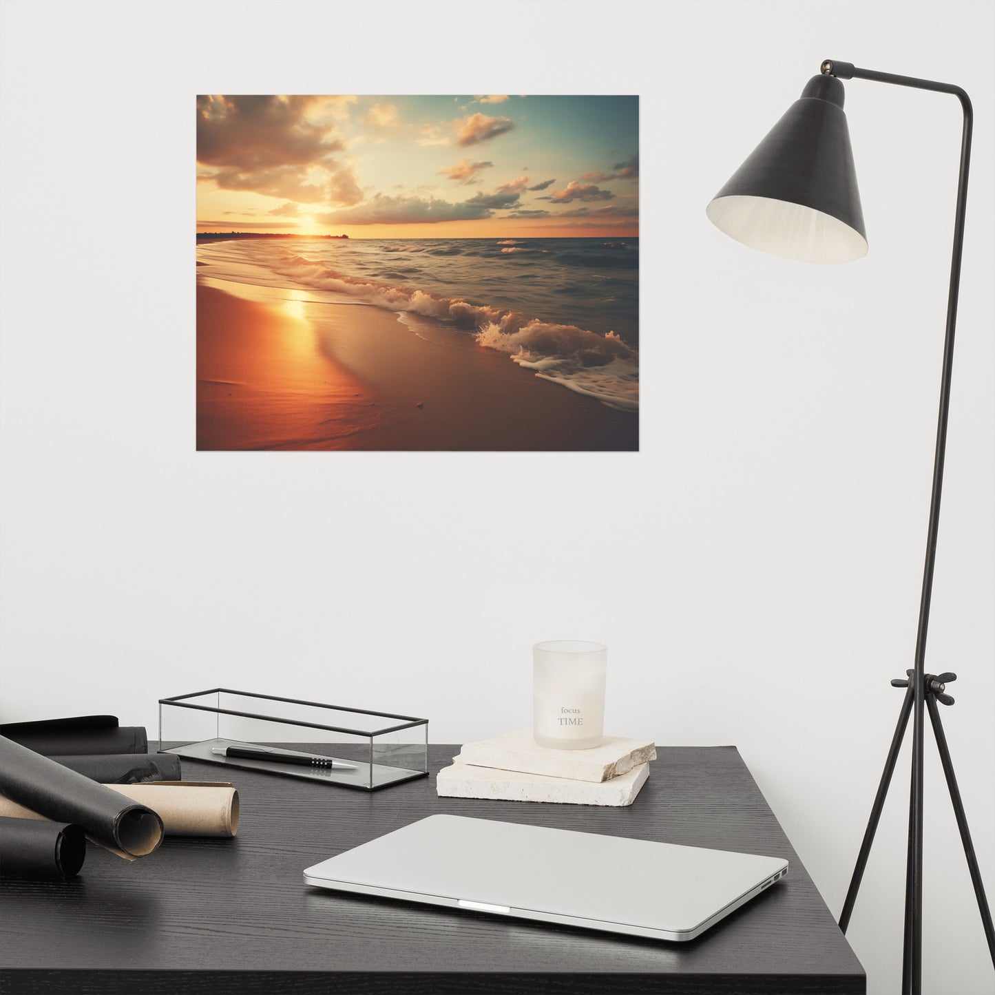 Golden Hour's Crest Realism Painting Digital Artwork Loose Art Print