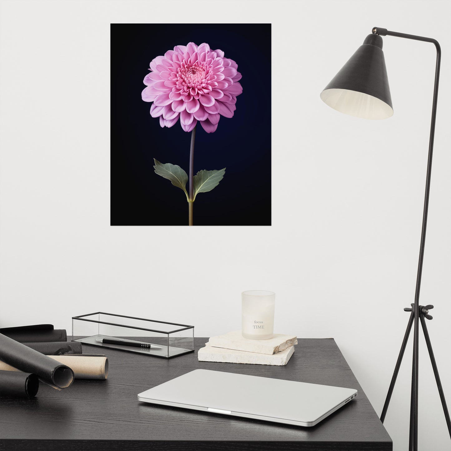 Soft Serenity Single Pink Flower Photorealistic Painting Digital Artwork Loose Art Print