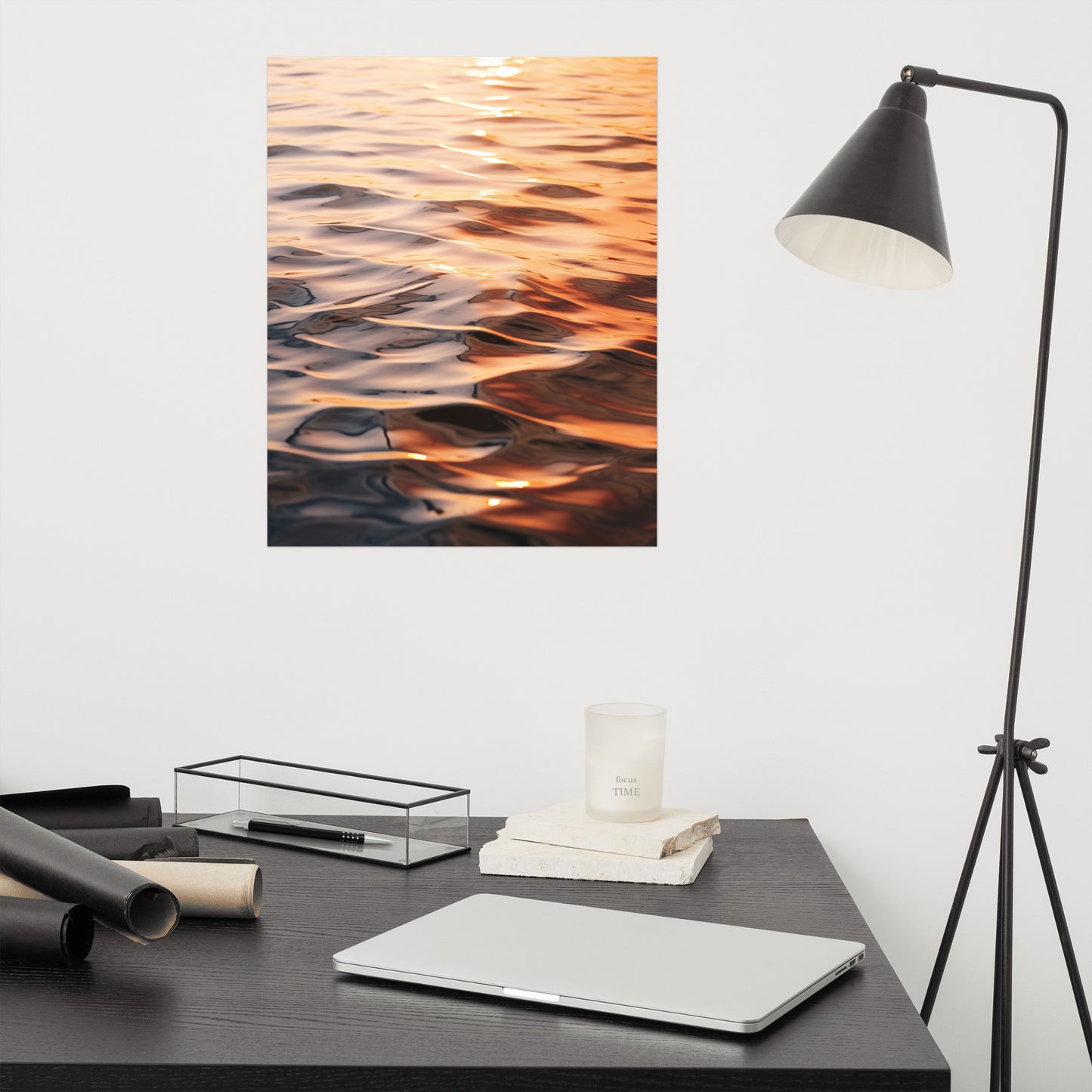 Sunset Serenade Water Reflections Realism Painting Digital Artwork Loose Art Print