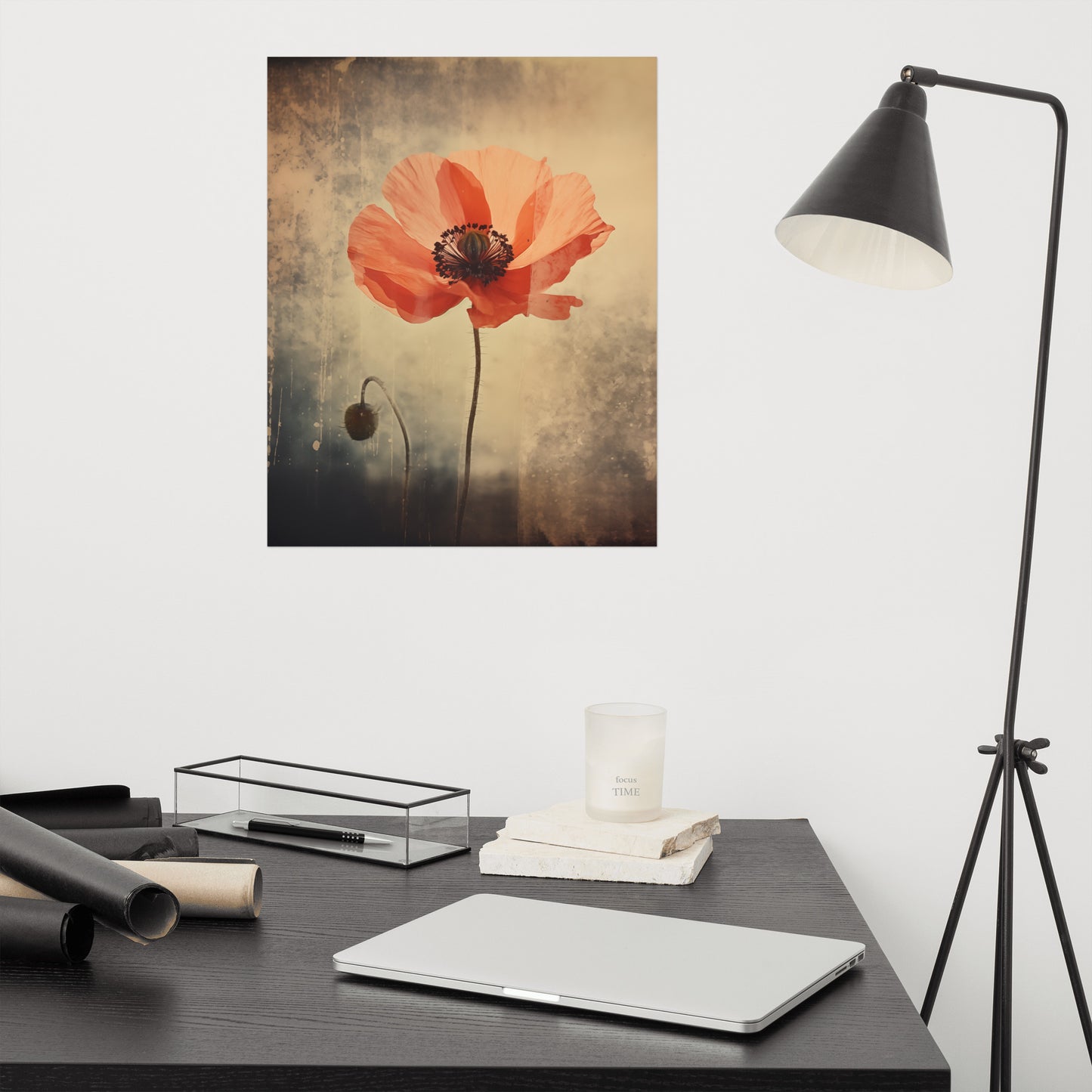 Whispers of Time Poppy Retro Subdued Photorealism - Digital Artwork Loose Art Print