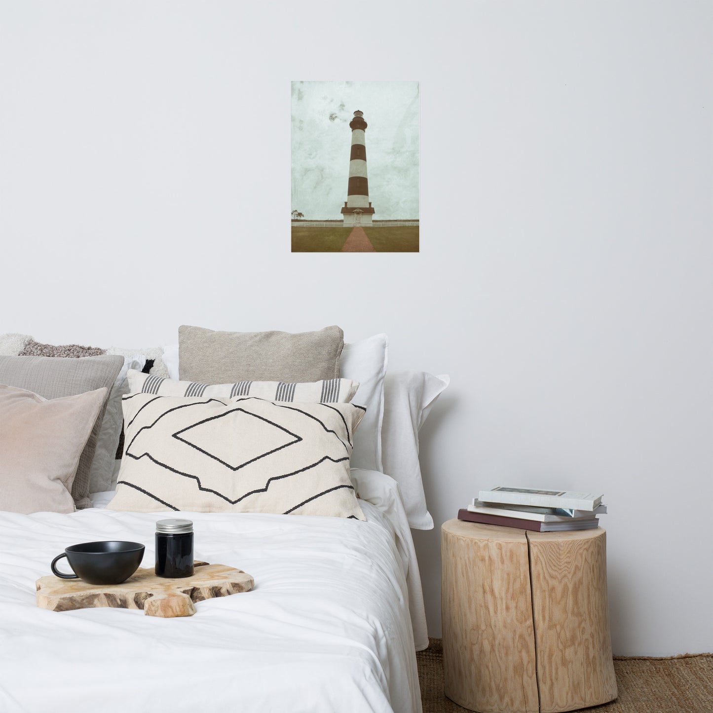 Aged Colorized Bodie Island Lighthouse Landscape Photo Loose Wall Art Print