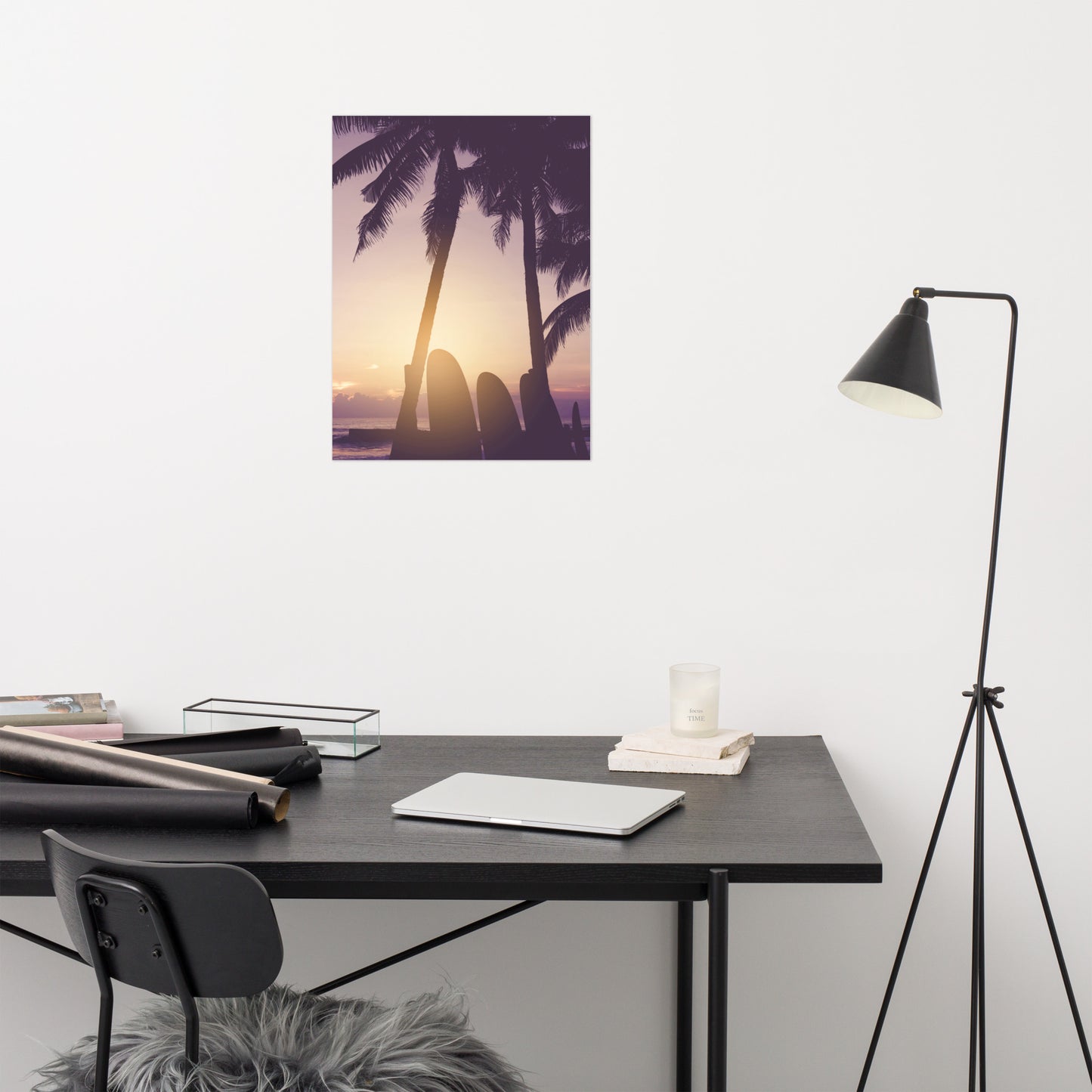Surfer's Sunset Tropical Coastal Scene Lifestyle Photograph Loose Wall Art Print