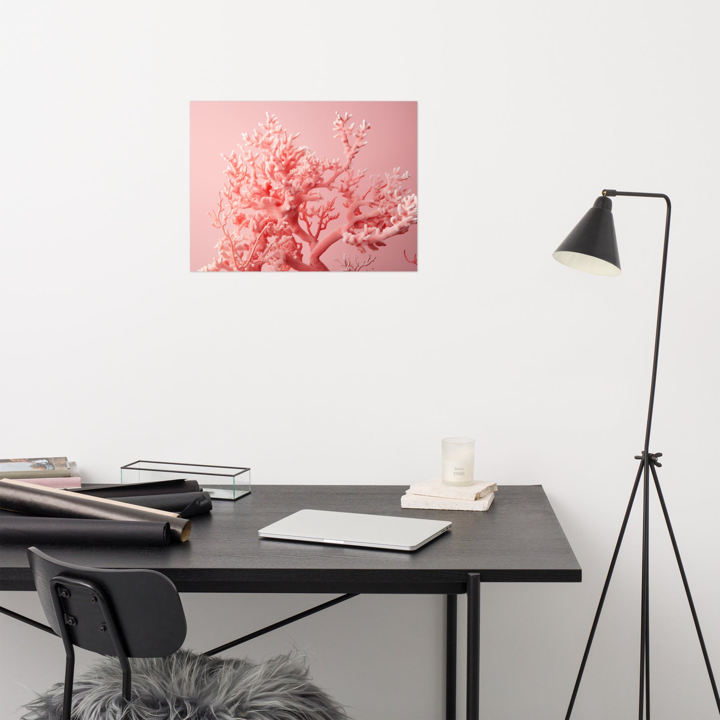 Bloom of the Depths Coral Photorealistic Painting - Digital Artwork Loose Art Print