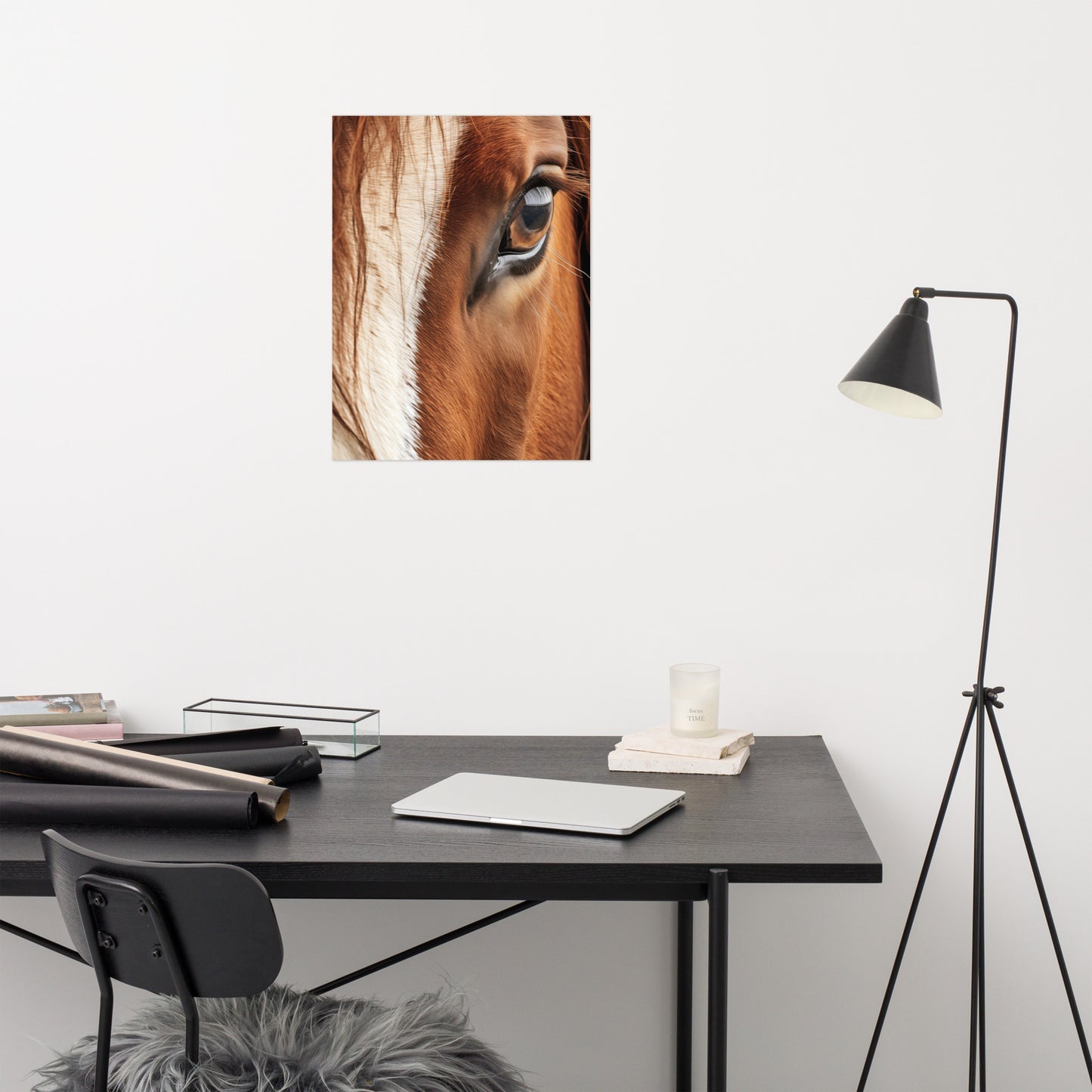 Horse Wall Art: Chestnut and Cream Photorealism - Digital Artwork Loose Art Print