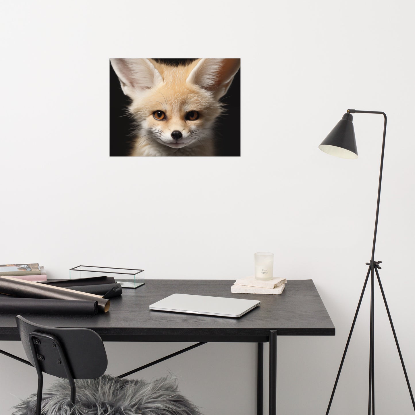 Fox Art: Close-up of a Desert Fox Fennec Fox Photorealism - Digital Artwork Loose Art Print