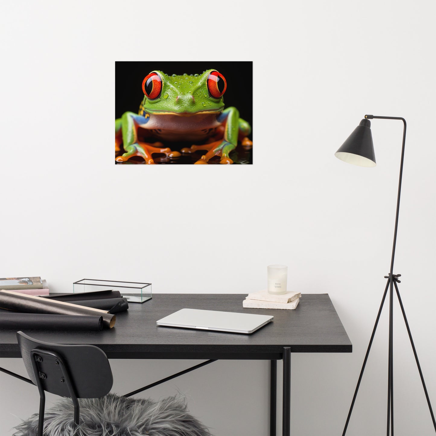 Crimson Gaze Red Eyed Tree Frog Close-up Photorealism - Digital Artwork Loose Art Print