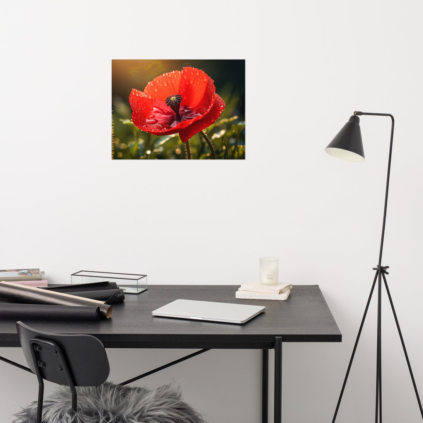 Flower Prints Unframed: Crimson Tears Photorealism - Digital Artwork Loose Art Print