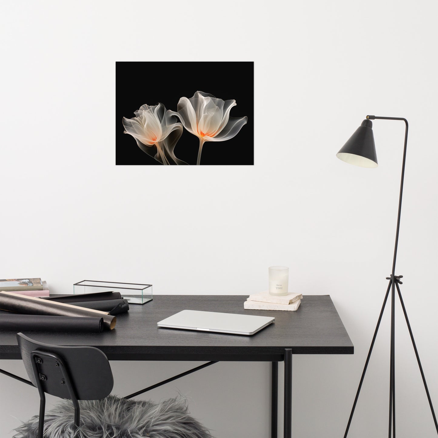 Flower Poster Aesthetic: Crystallized Beauty X-ray Effect - Digital Artwork Loose Art Print