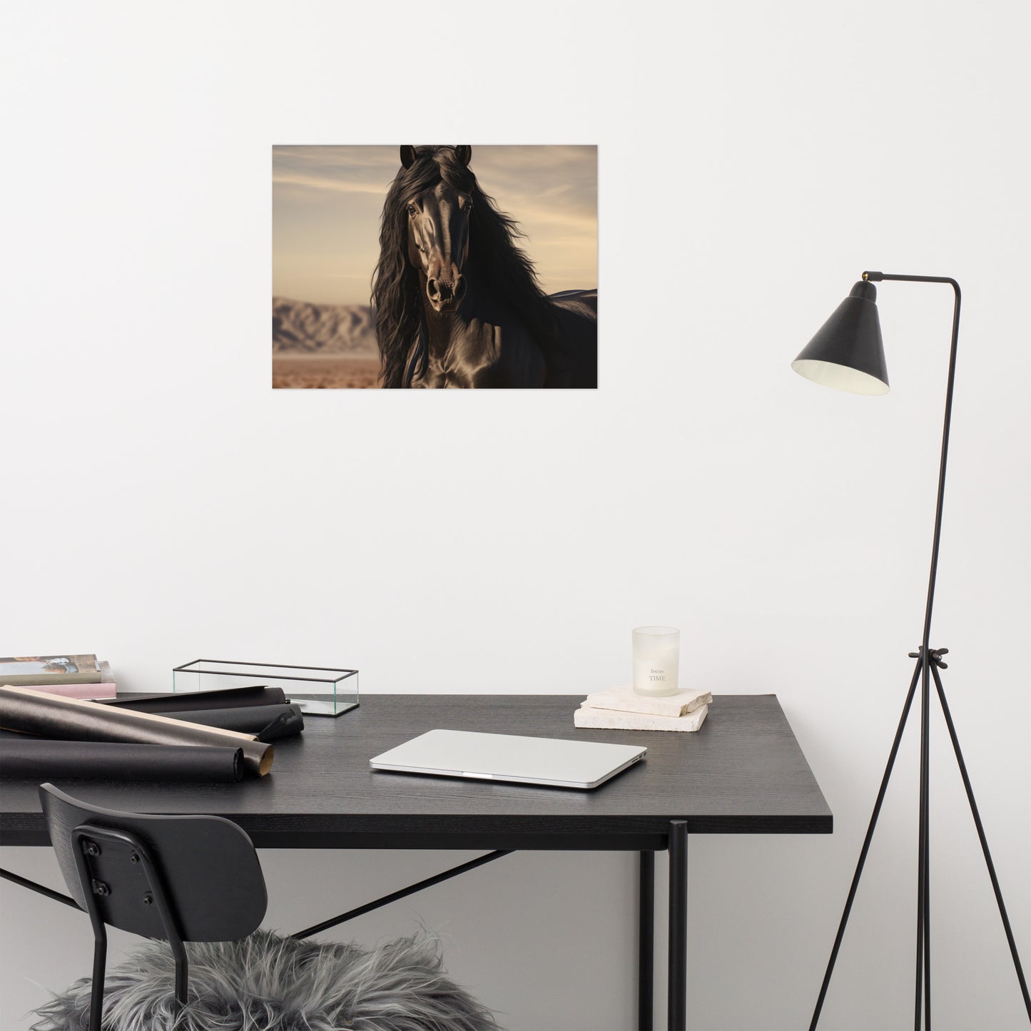 Horse Painting: Dark Majesty Photorealism - Digital Artwork Loose Art Print