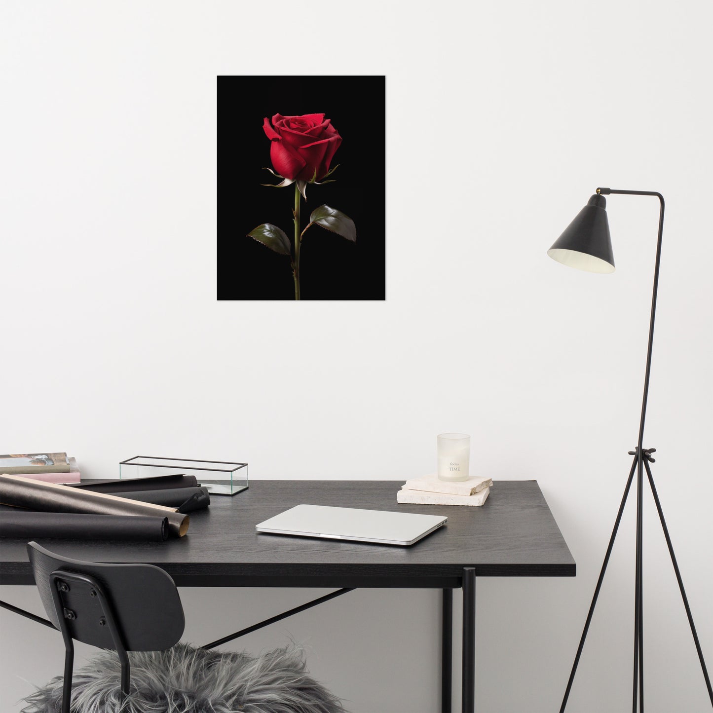 Red Flower Art: Dark Romance Photorealism - Digital Artwork Loose Art Print