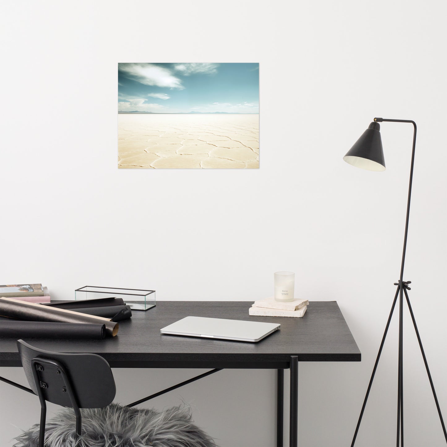 Desert Stillness Salt Flats Photorealism - Digital Artwork Loose Art Print