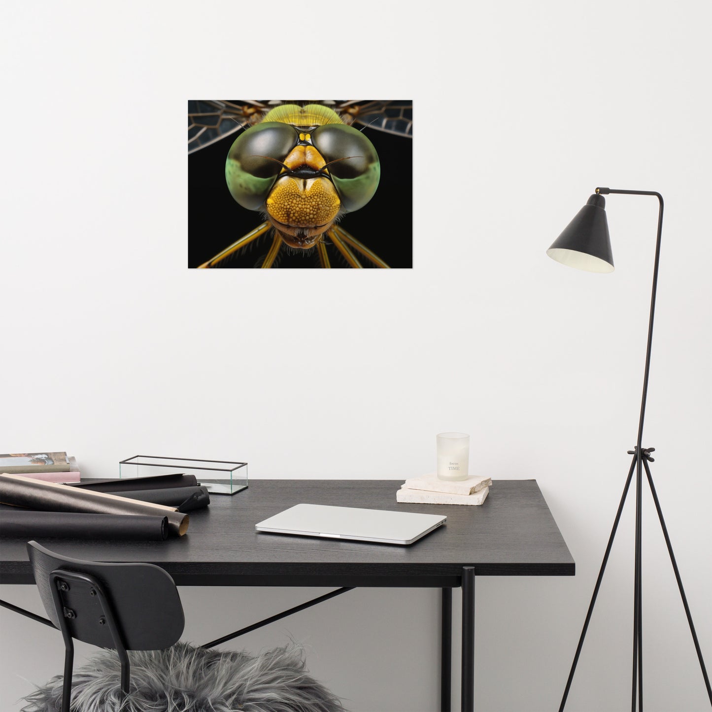 Wildlife Art: Dragonfly Close-Up Portrait Photorealism - Digital Artwork Loose Art Print