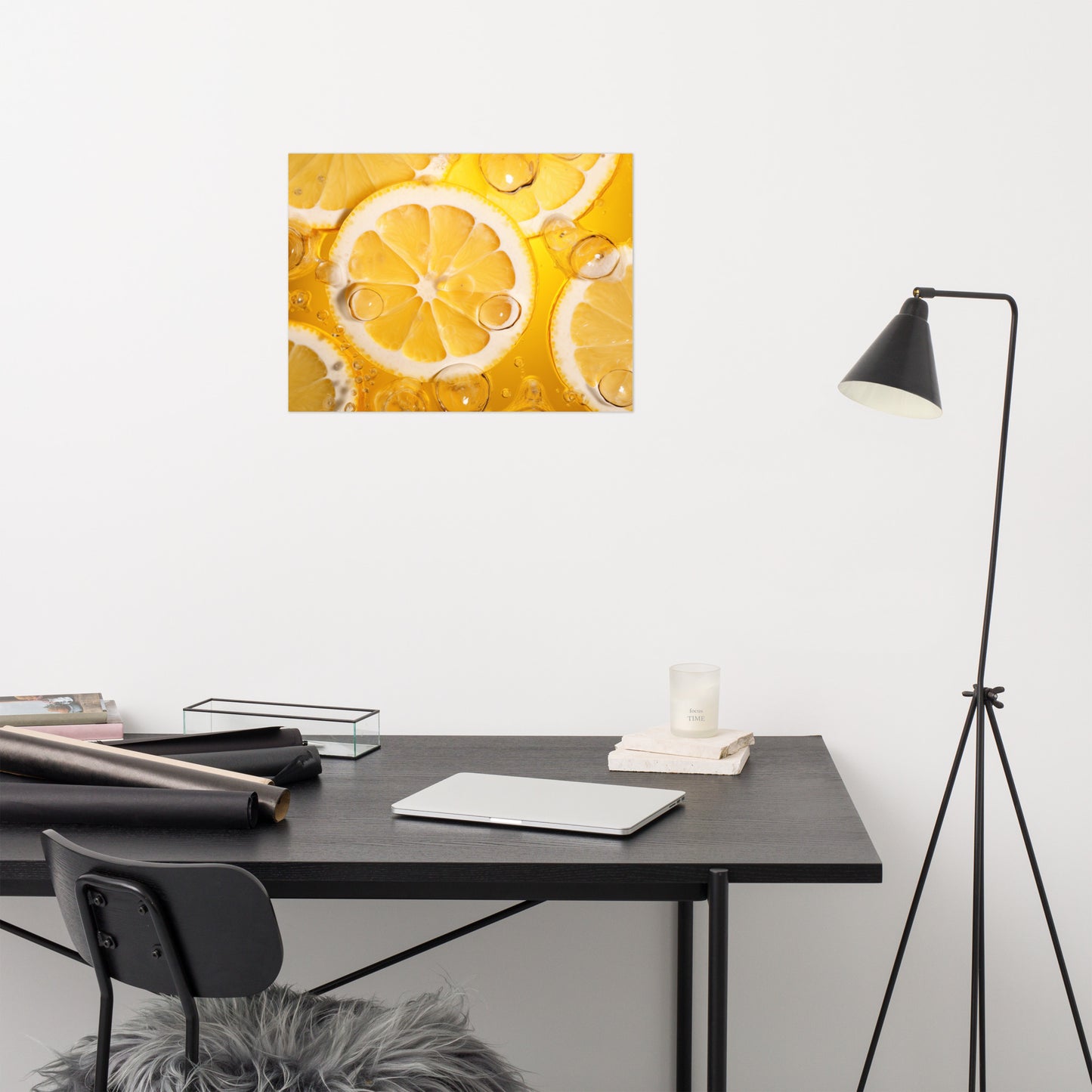 Cute Lemon Art: Effervescent Citrus Photorealism - Digital Artwork Loose Art Print