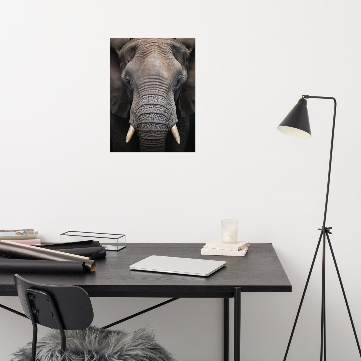 Wall Art Wildlife: Elephant Photorealism - Digital Artwork Loose Art Print