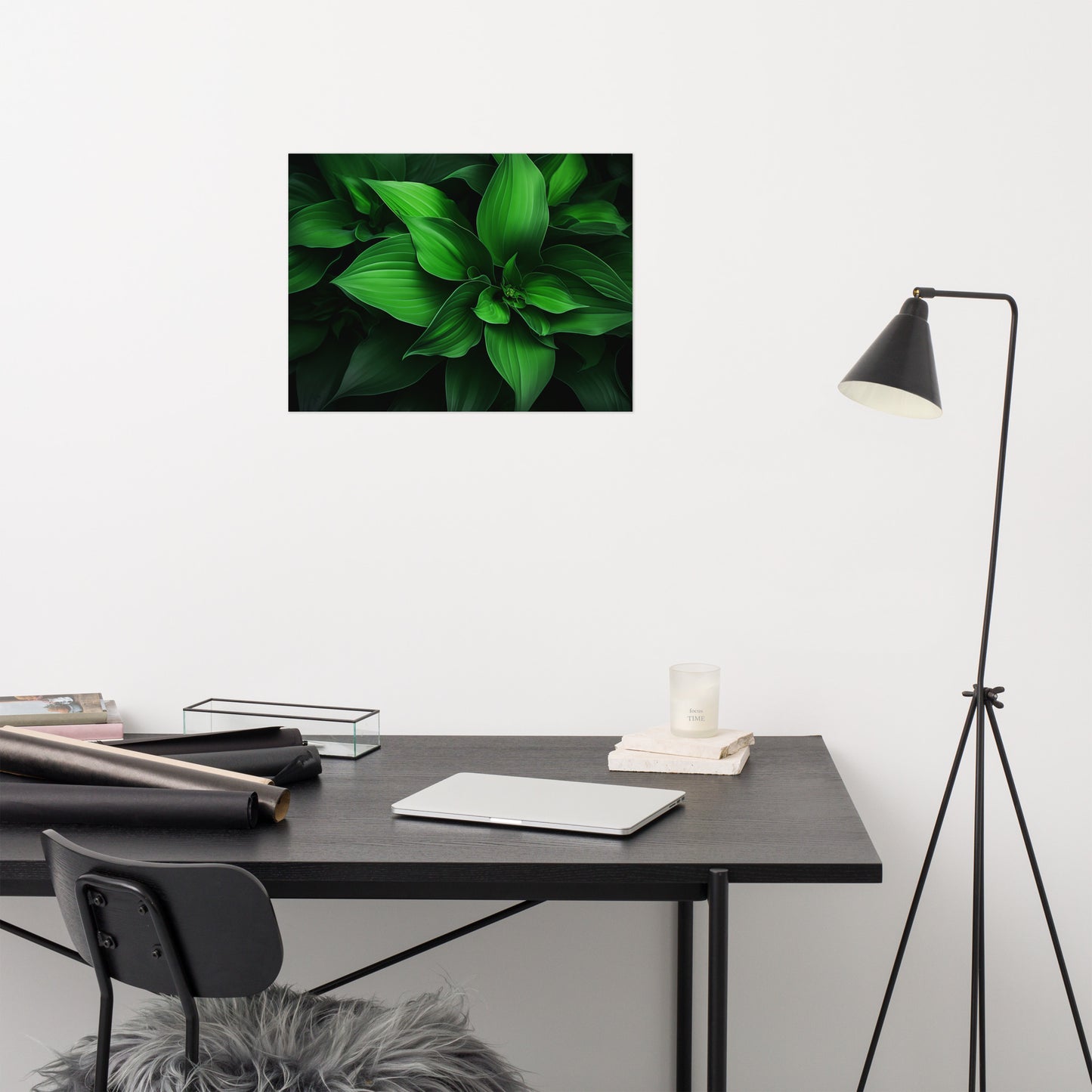 Neutral Botanical Prints: Emerald Symphony Green Plants Photorealism - Digital Artwork Loose Art Print