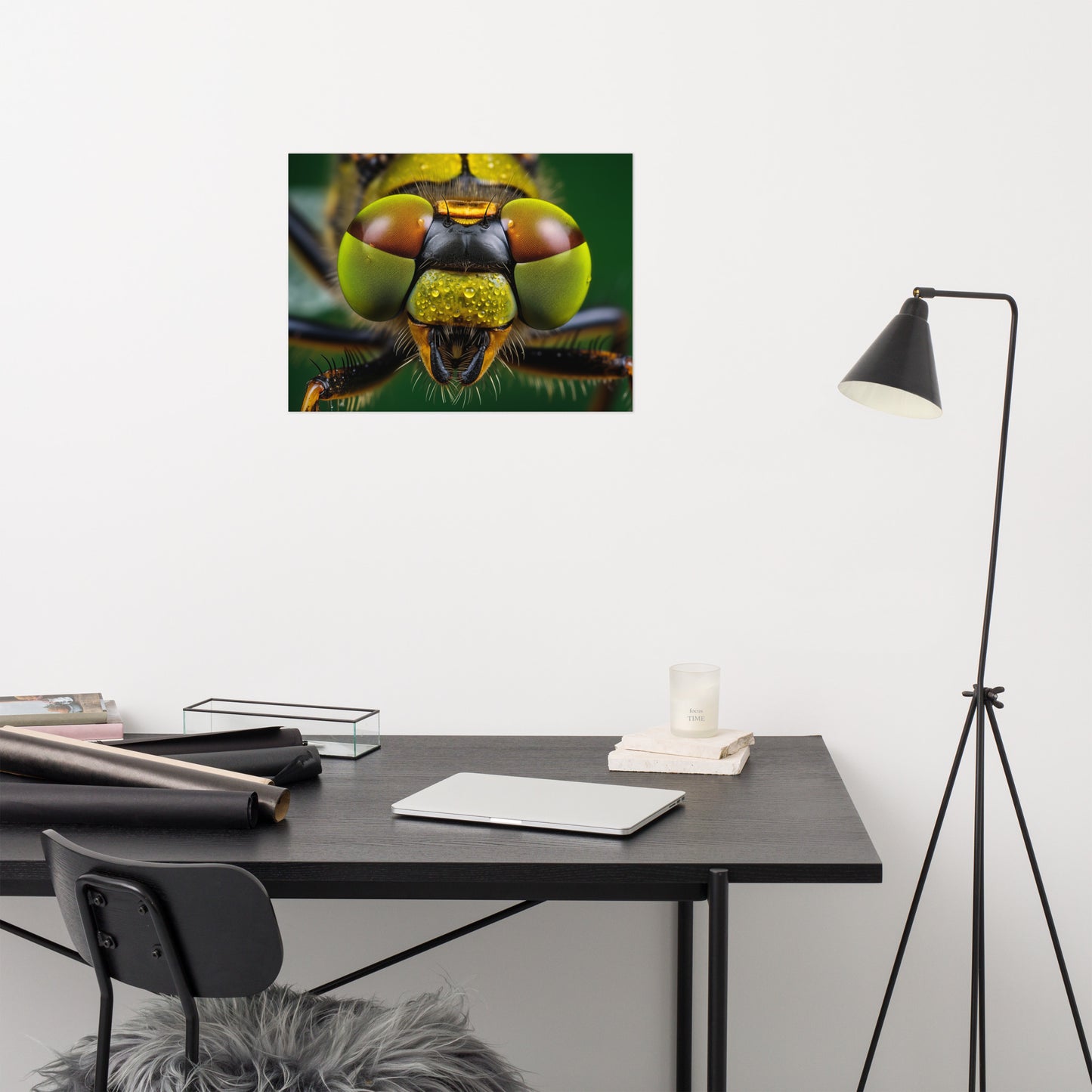 Dragonfly Poster Art: Emerald Vision Photorealism - Digital Artwork Loose Art Print