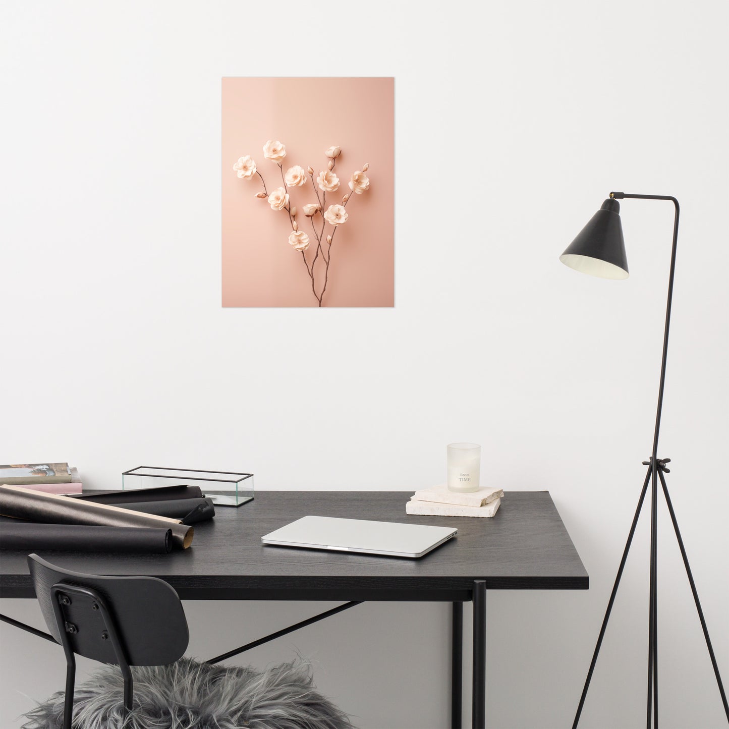 Cream Floral Wall Art: Ephemeral Elegance Minimal Photorealism - Digital Artwork Loose Art Print