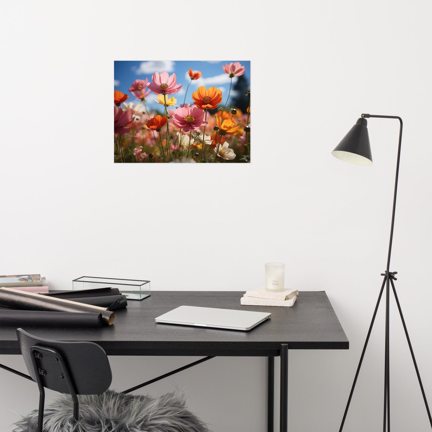 Wall Decor Farmhouse Style: Eternal Flower Meadow Flowers Photorealism - Digital Artwork Loose Art Print