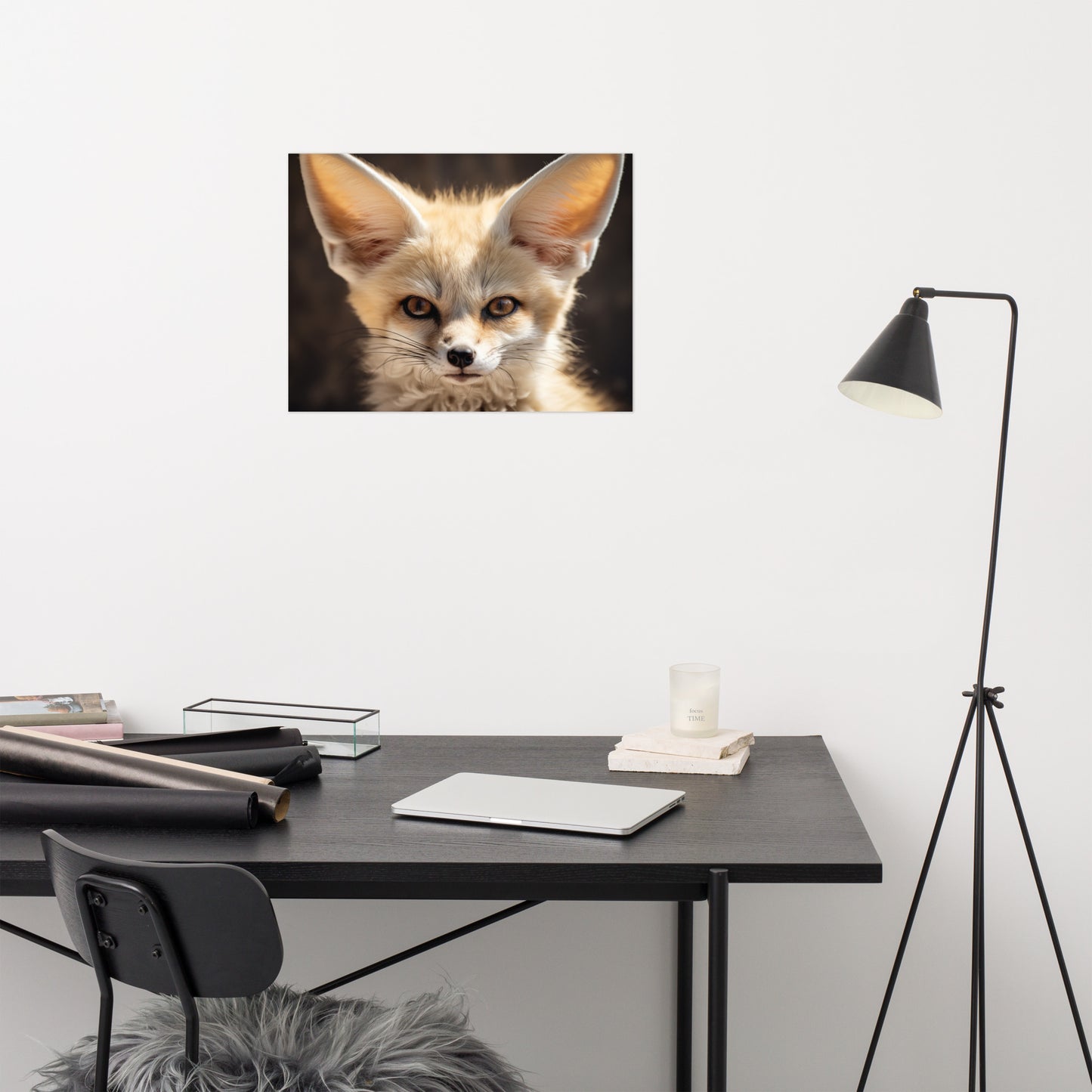 Colorful Fox Art: Eyes of the Sahara Photorealism - Digital Artwork Loose Art Print