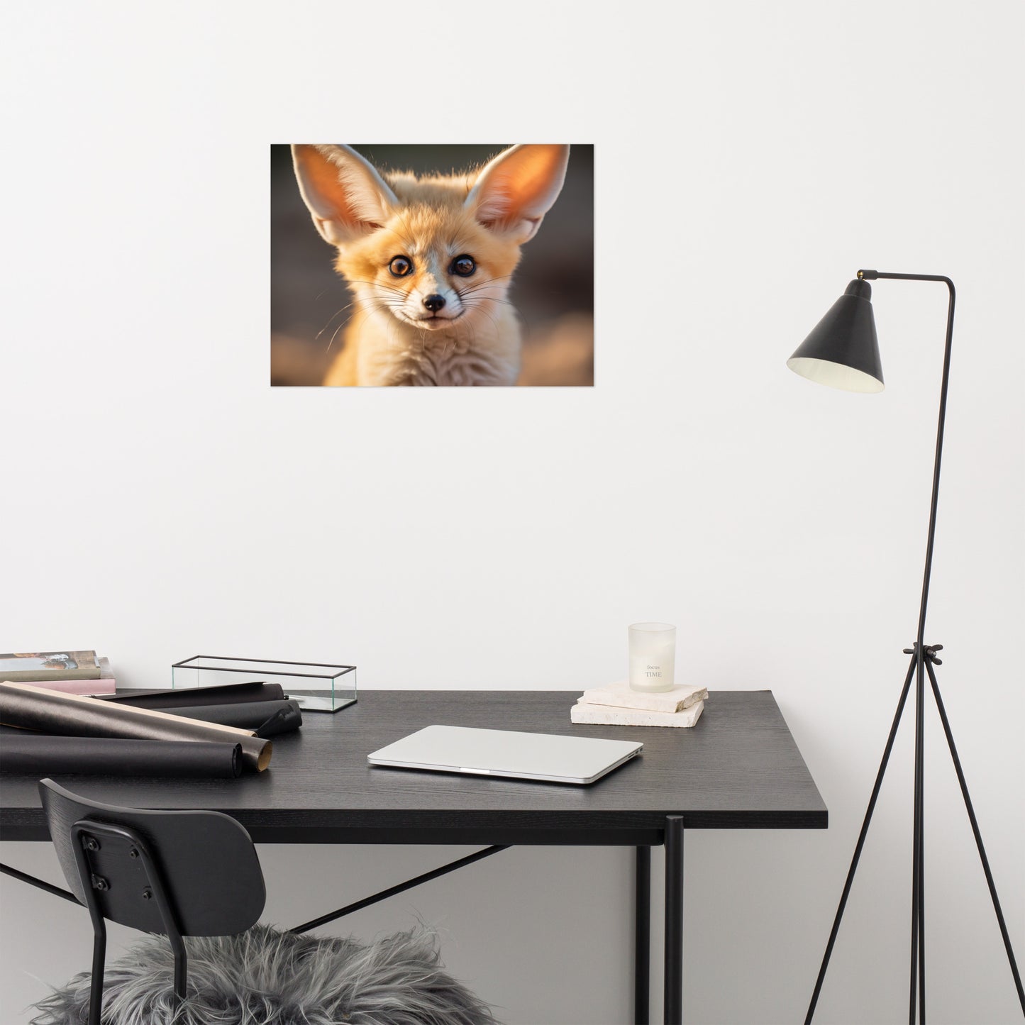 Fennec Fox Portrait Photorealism - Digital Artwork Loose Art Print