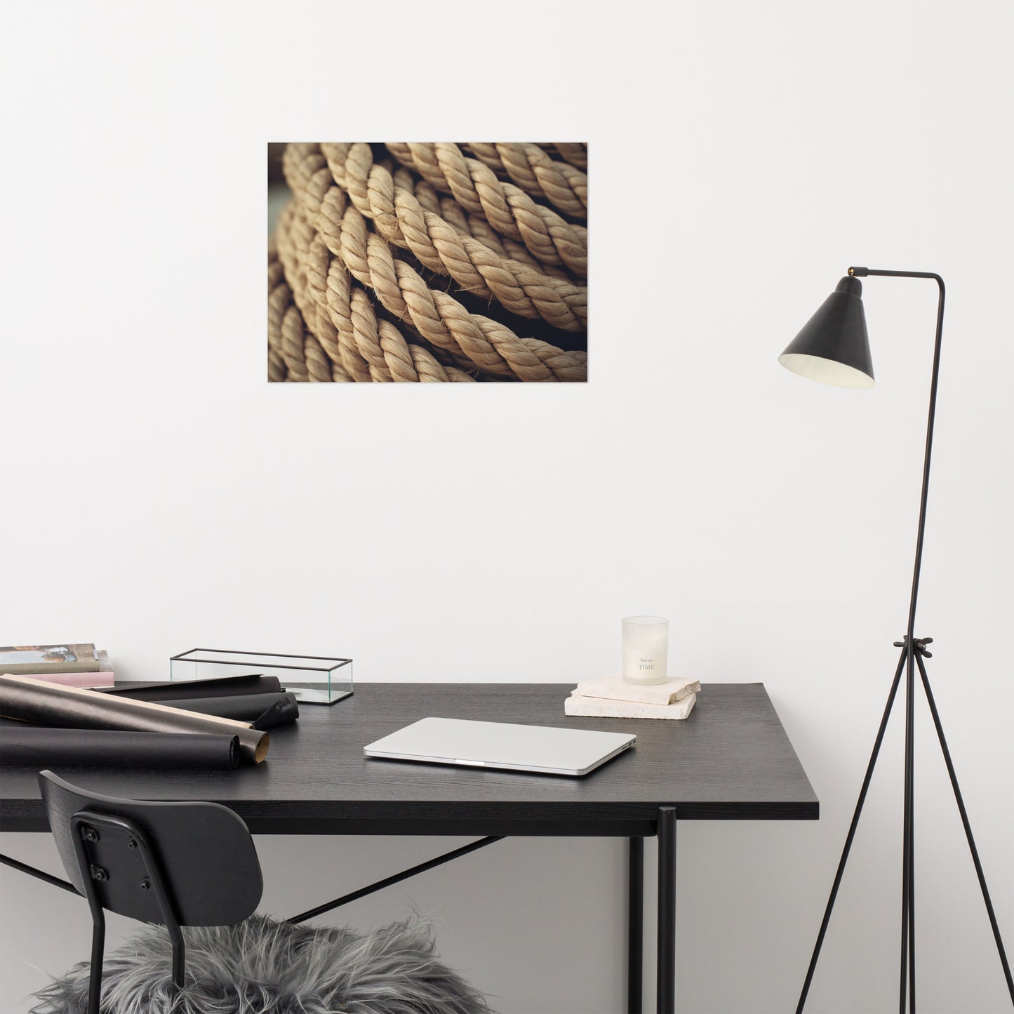 Fibrous Elegance Texture Ropes Photorealism - Digital Artwork Loose Art Print