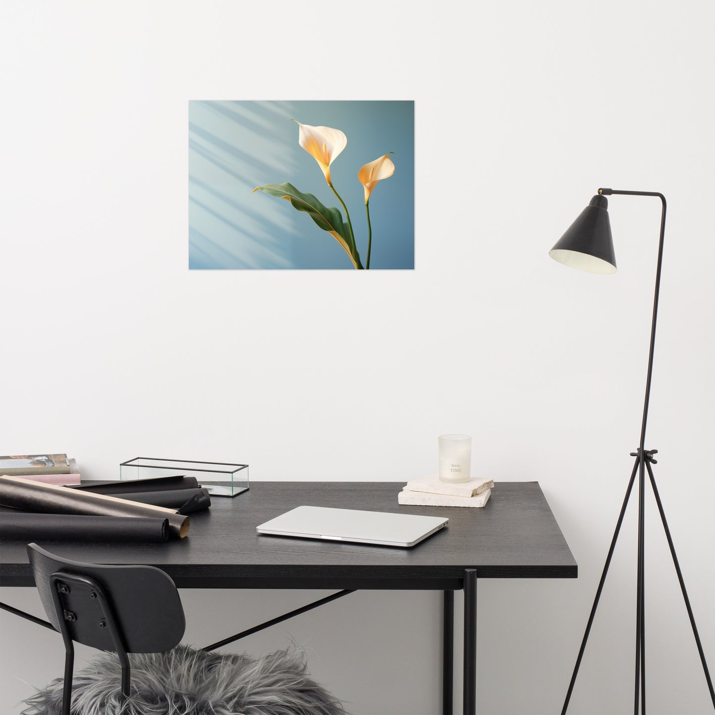 Floral Serenity Calla Lily Minimal Photorealism - Digital Artwork Loose Art Print