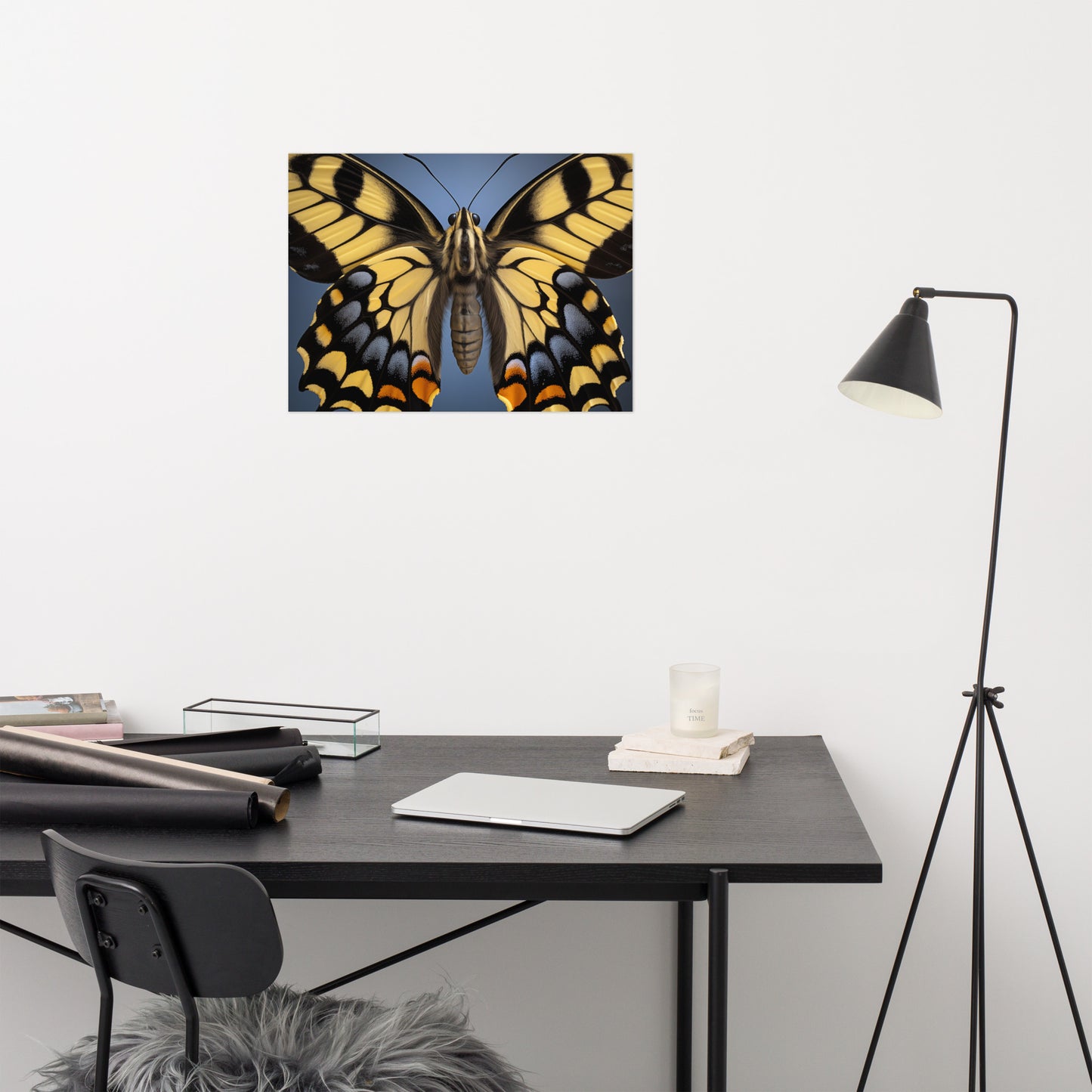 Flutter of Fancy Swallowtail Butterfly Close-up Photorealism - Digital Artwork Loose Art Print