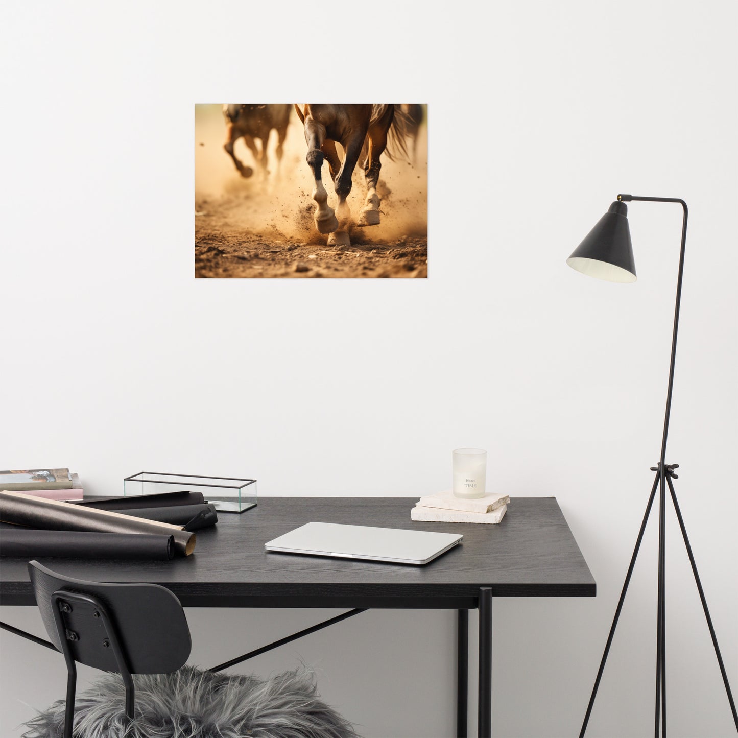 Freedom's Fury Running Horses Photorealism - Digital Artwork Loose Art Print