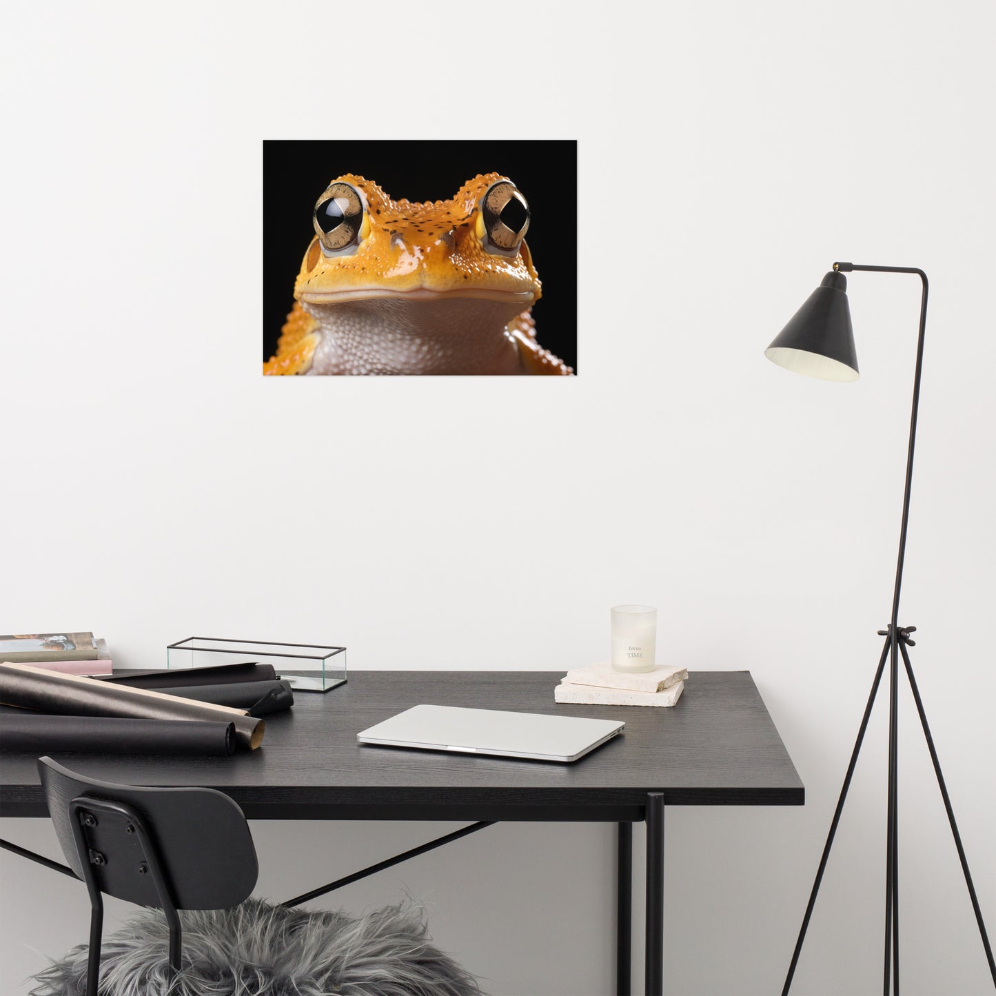 Froggy Face-Off Neobatrachia Frog Close-up Photorealism - Digital Artwork Loose Art Print