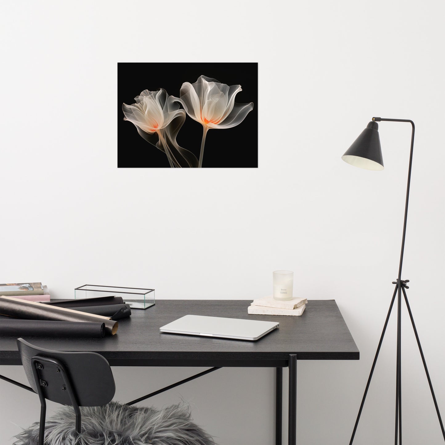 Frosted Petals X-Ray Effect Illustration - Digital Artwork Loose Art Print