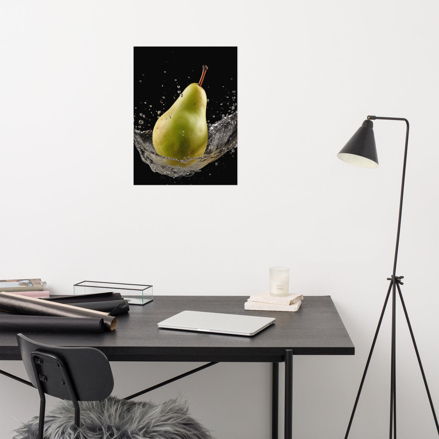 Fruity Fusion Pear in Water Photorealism - Digital Artwork Loose Art Print