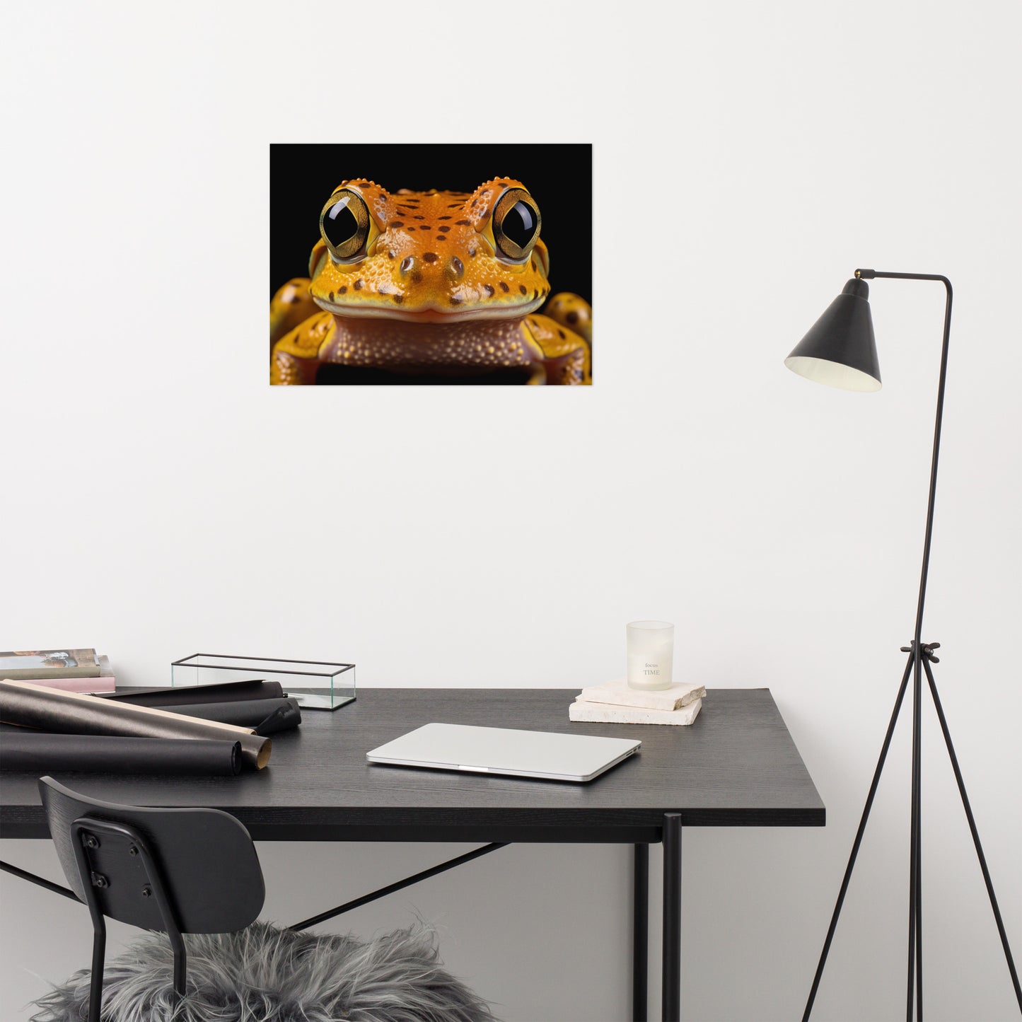 Golden Gaze Neobatrachia Frog Close-up Photorealism - Digital Artwork Loose Art Print