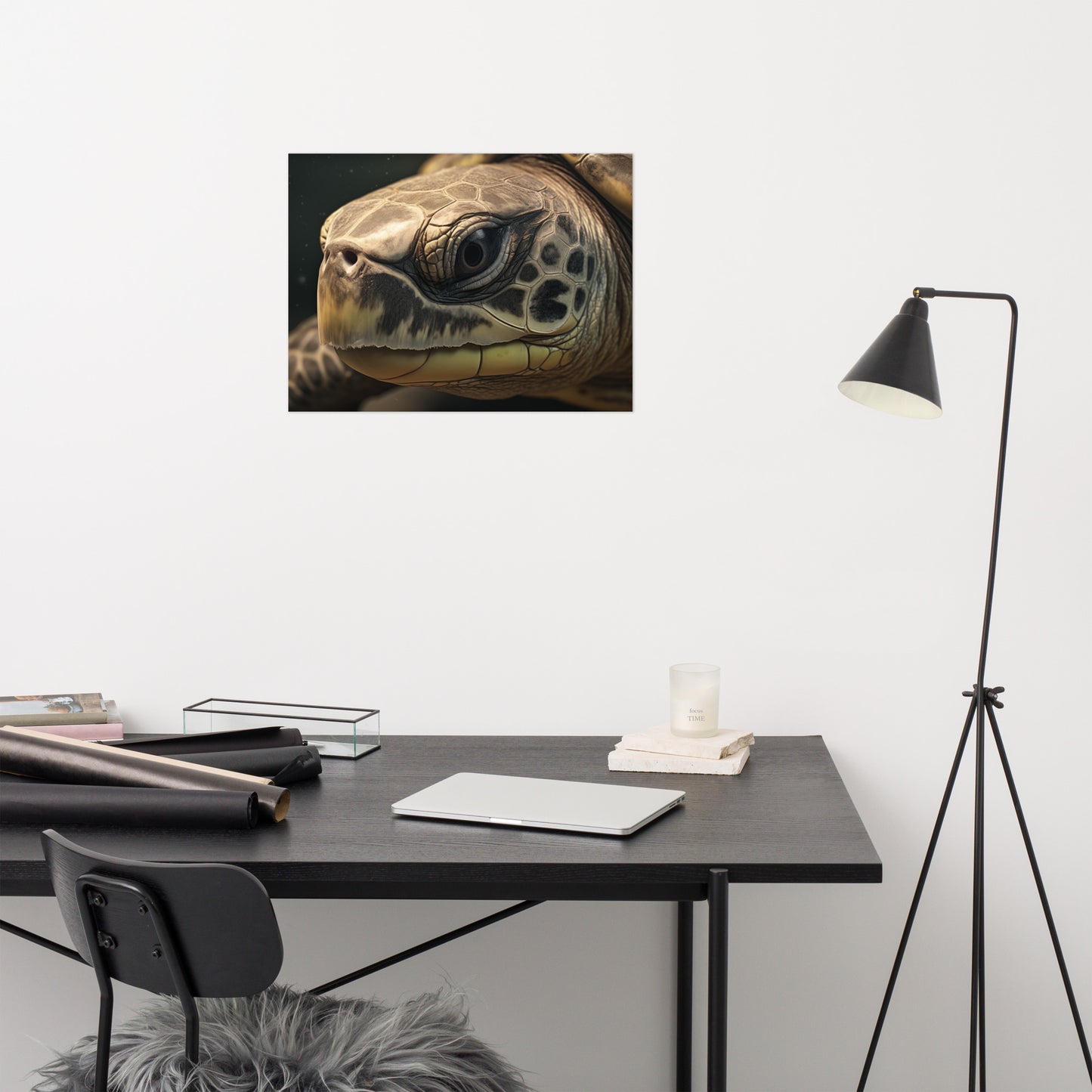 Guardian of the Deep Olive Ridley Turtle Close-up Photorealism - Digital Artwork Loose Art Print