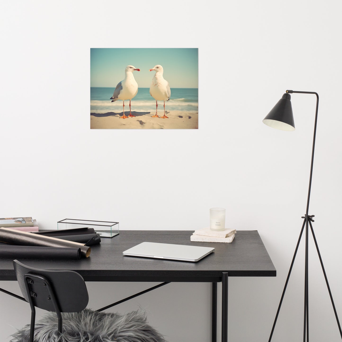 Guardian Angels of the Coast Seagulls Vintage Retro Subdued Seagulls Photorealism - Digital Artwork Loose Art Print