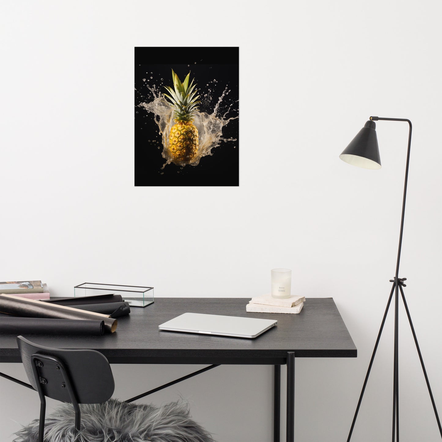 Juicy Joy Pineapple in Water Photorealism - Digital Artwork Loose Art Print