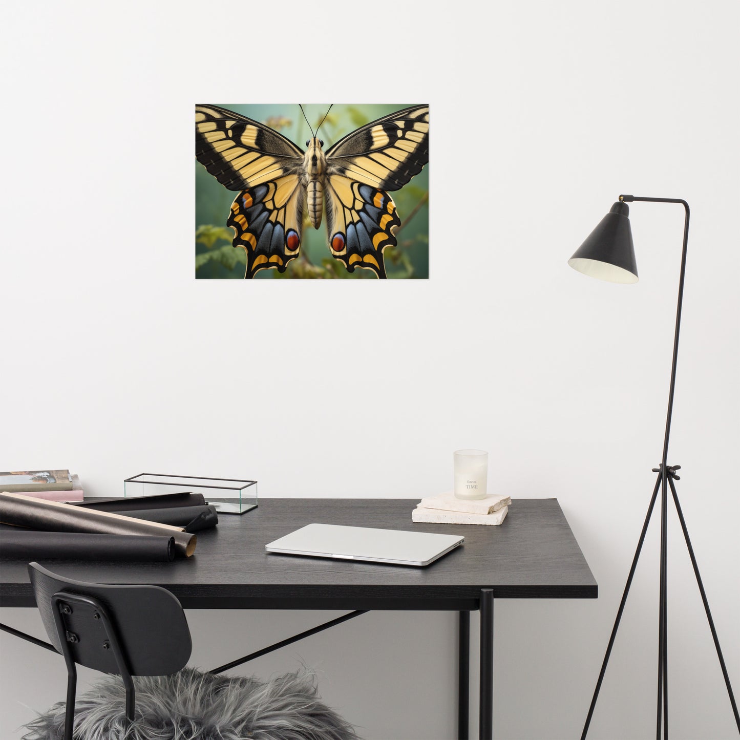 Kaleidoscope of Color Swallowtail Butterfly Close-up Photorealism - Digital Artwork Loose Art Print